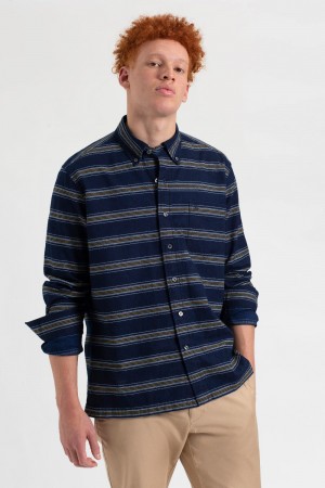 Ben Sherman Dalston Blues Long Sleeve Indigo Stripe Shirts Indigo | 3504679-UH