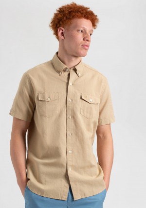 Ben Sherman Garment Dye Linen Shirts Brown | 5193806-WA