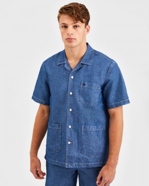 Ben Sherman Hastings Garment Dye Chambray Shirts Indigo | 1462530-ST