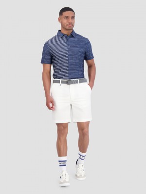 Ben Sherman Melange Stripes Color Block Tech Jersey Sports Fit Polo Shirts Navy | 6041589-WU