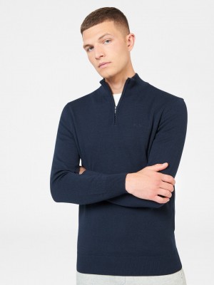 Ben Sherman Merino Half-Zip Knitwear Navy | 8179534-HO