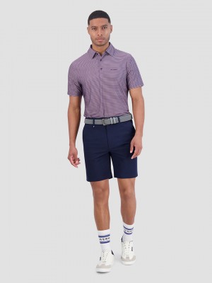 Ben Sherman Mini Stripes Tech Jersey Sports Fit Polo Shirts Purple | 5298147-PO