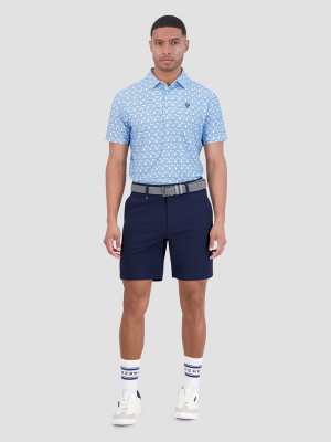 Ben Sherman Psychedelic Helmet Tech Jersey Sports Fit Polo Shirts Blue | 3560798-VD