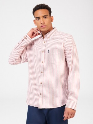 Ben Sherman Recycled Cotton Oxford Stripe Shirts Orange | 2467819-YQ