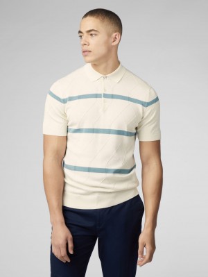 Ben Sherman Signature Argyle Stripe Polo Knitwear White | 2054897-TK