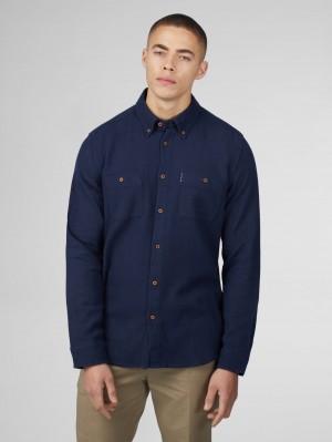 Ben Sherman Signature Boucle Shirts Navy | 2381074-OH