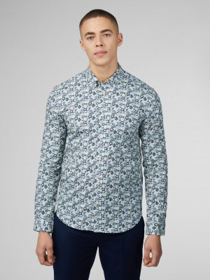 Ben Sherman Signature Multicolor Floral Shirts Blue | 2305817-DH