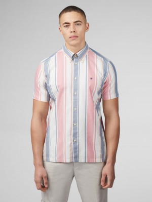 Ben Sherman Signature Multicolor Stripe Shirts Dark Pink | 5039628-VX