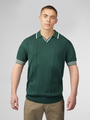 Ben Sherman Signature Open Neck Polo Knitwear Green | 0675342-JK