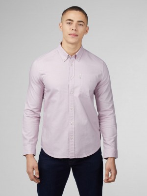 Ben Sherman Signature Oxford Long Sleeve Shirts Purple | 7560381-IY