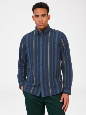 Ben Sherman Signature Striped Oxford Shirts Green | 2084936-PX