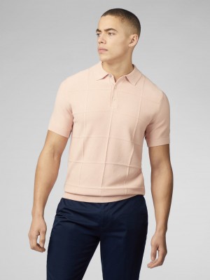 Ben Sherman Signature Textured Polo Knitwear Pink | 7432918-LJ