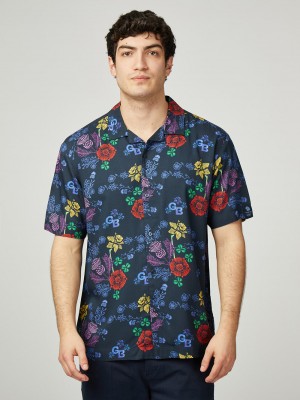 Ben Sherman Team GB Floral Shirts Navy | 3520987-BI