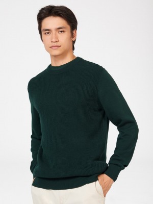 Ben Sherman Textured Crewneck Knitwear Dark Green | 2690587-BR