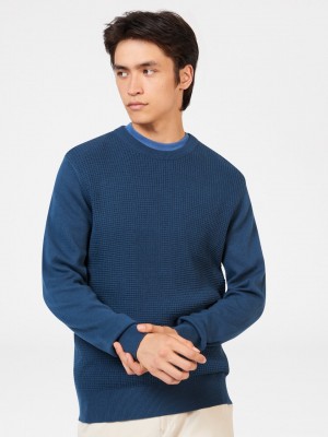 Ben Sherman Textured Crewneck Knitwear Indigo | 3805496-HE