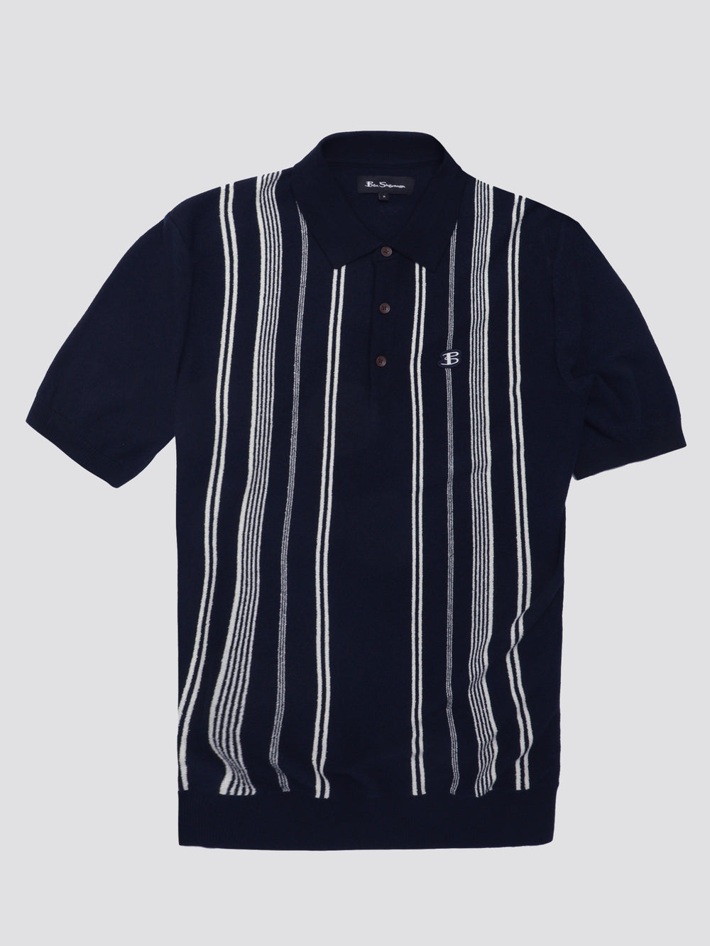 Ben Sherman B by Ben Sherman Crinkle Cotton Stripe Polo Knitwear Navy | 2469078-XK