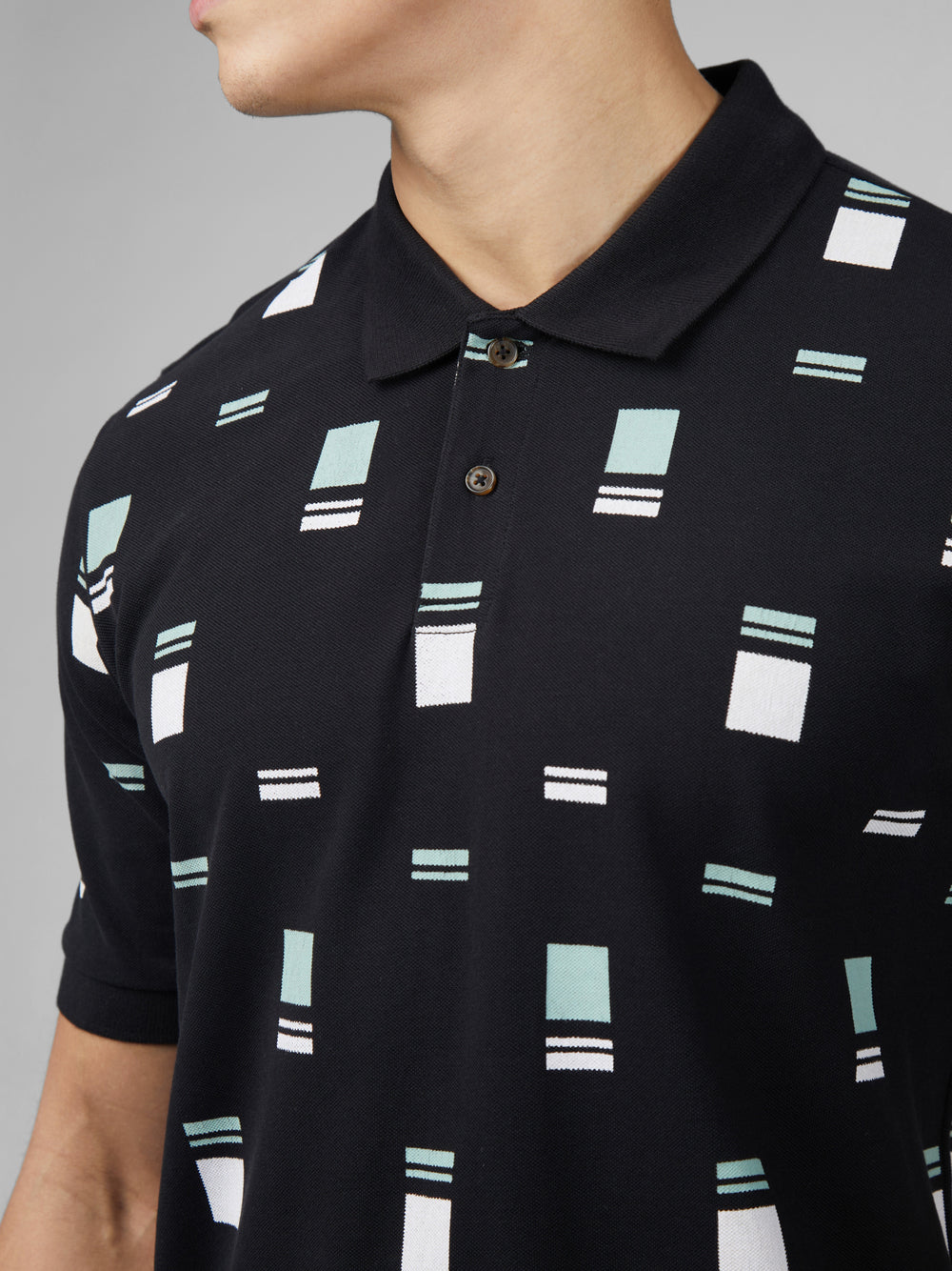 Ben Sherman B by Ben Sherman Scatter Chequerboard Mod Stripe Polo Shirts Black | 6572134-PH