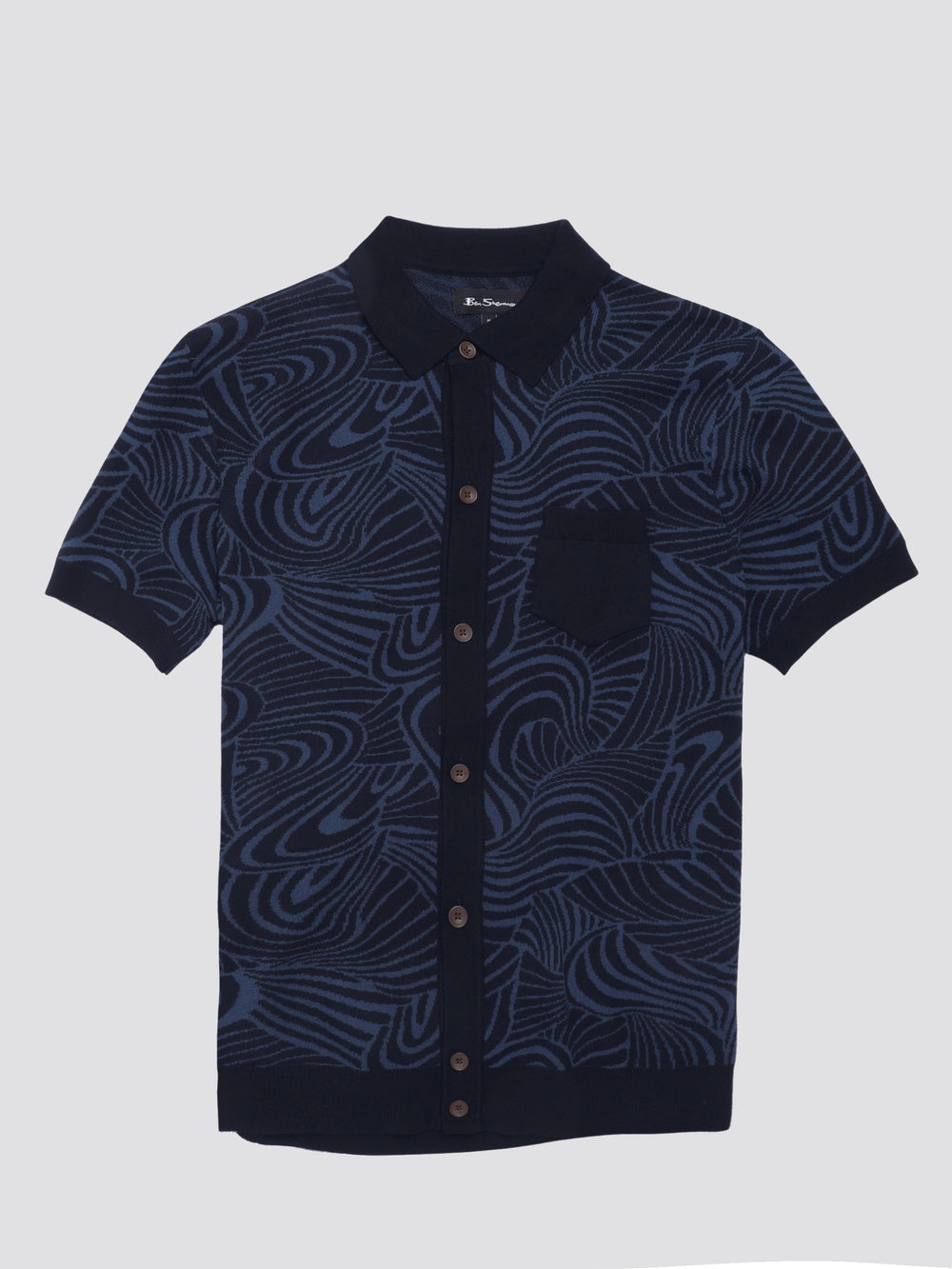 Ben Sherman B by Ben Sherman Swirl Jacquard Button Through Polo Knitwear Navy | 3576094-DQ