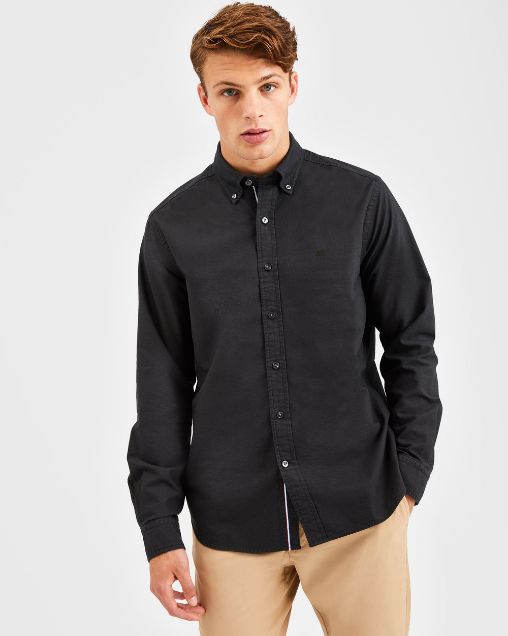 Ben Sherman Beatnik Oxford Garment Dye Shirts Black | 3041658-MS