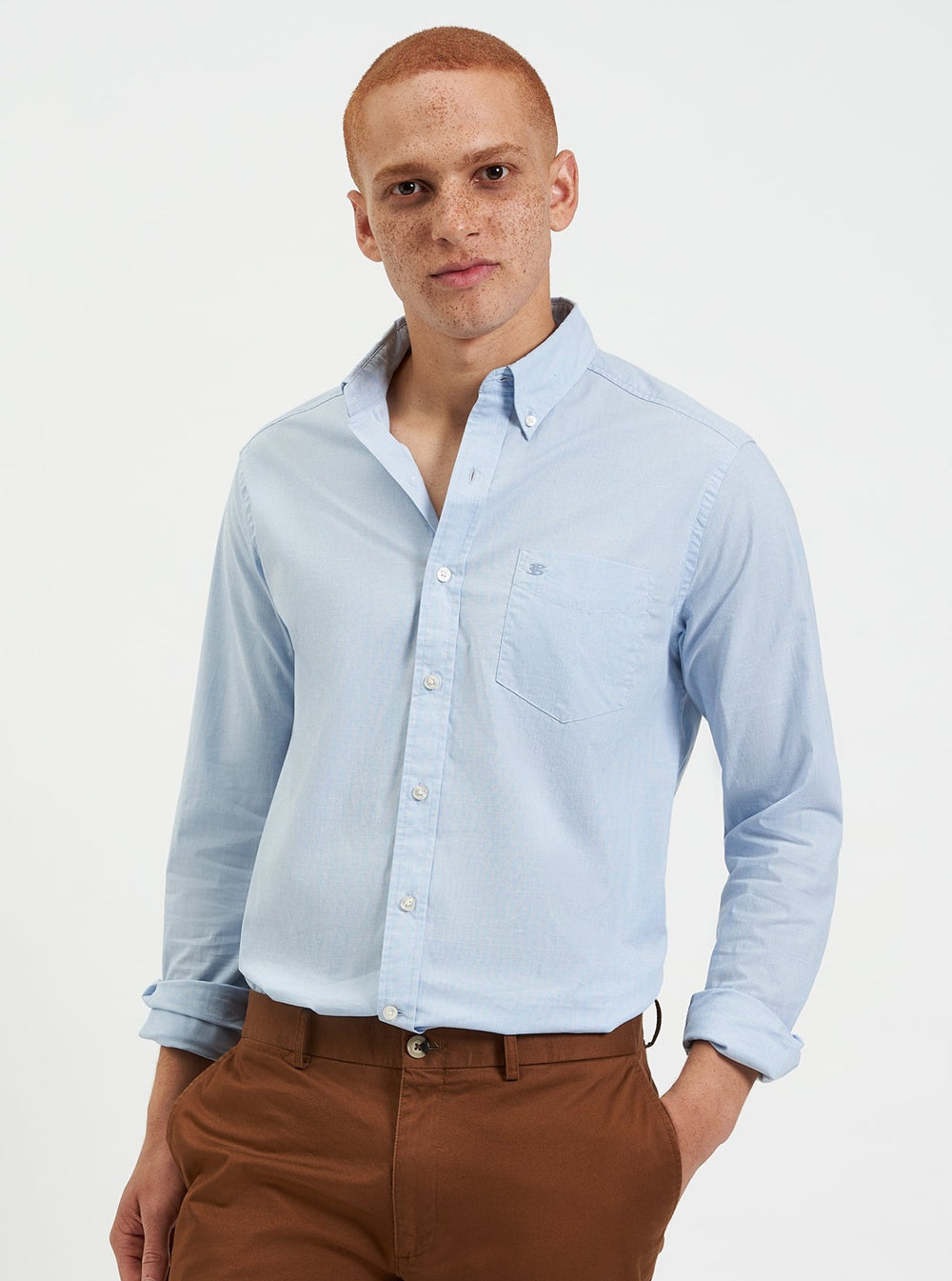 Ben Sherman Beatnik Wash Long-Sleeve Shirts Blue | 1249806-IN