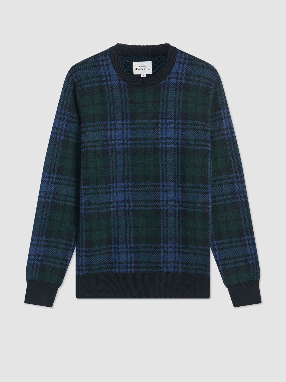 Ben Sherman Blackwatch Check Crewneck Knitwear Black | 7852064-YS