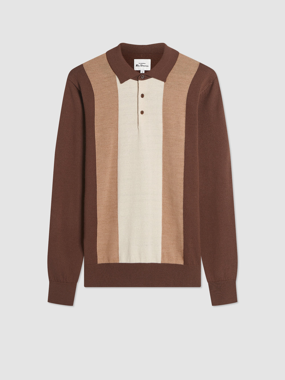 Ben Sherman Block Stripe Merino Polo Neck Sweaters Chocolate | 1574063-PW