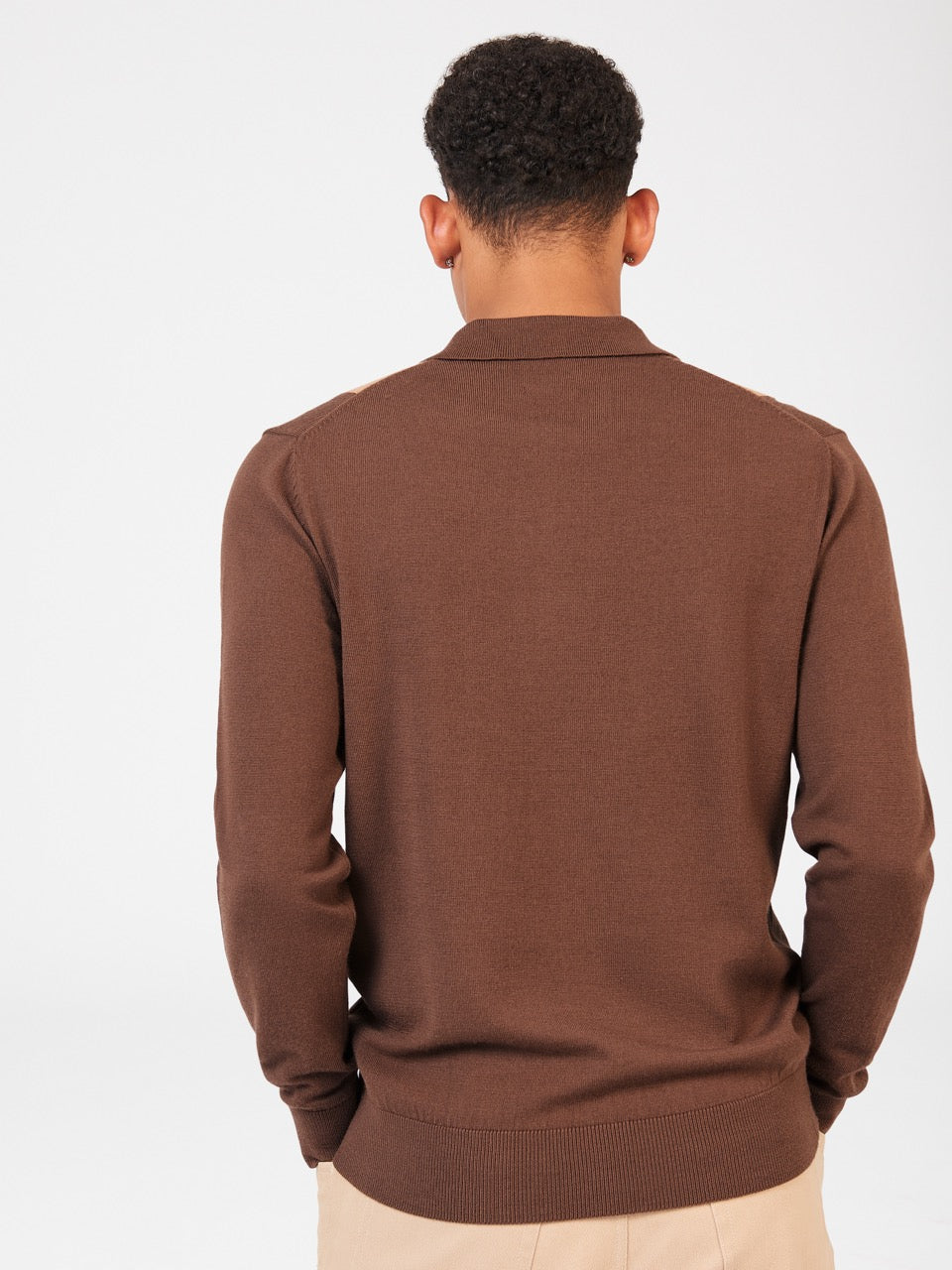 Ben Sherman Block Stripe Merino Polo Neck Sweaters Chocolate | 1574063-PW