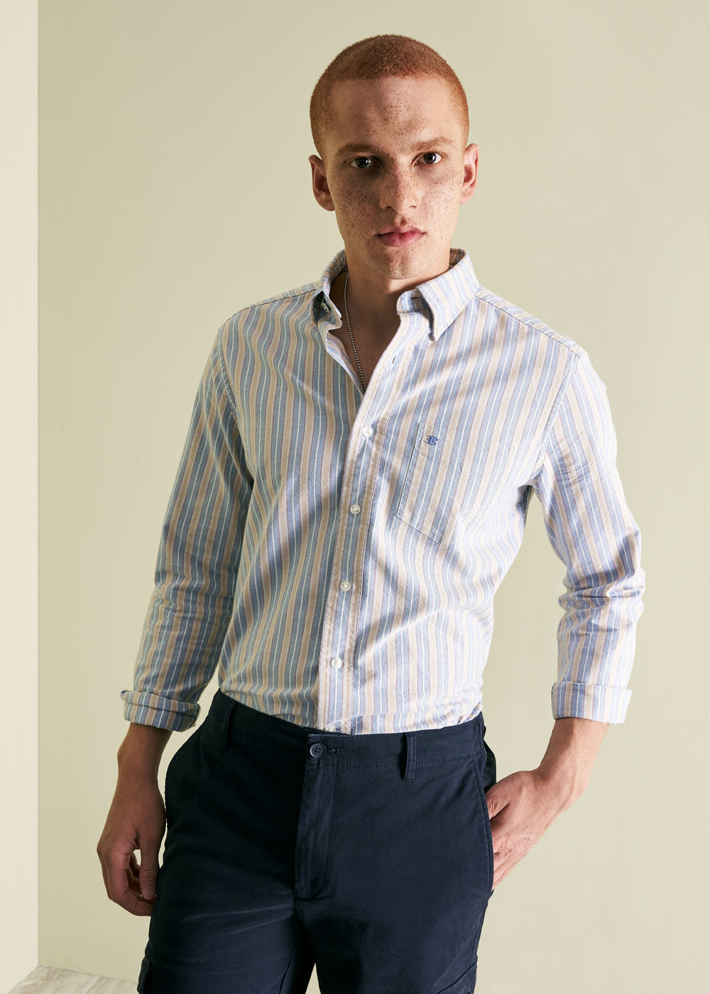 Ben Sherman Brighton Oxford Organic Shirts Blue Multicolor | 0165394-WU