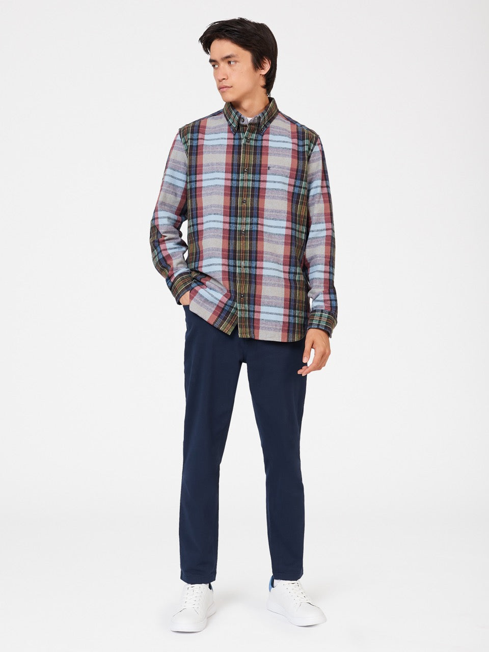 Ben Sherman Brushed Multicolour Check Oxford Shirts Blue | 7321650-LM