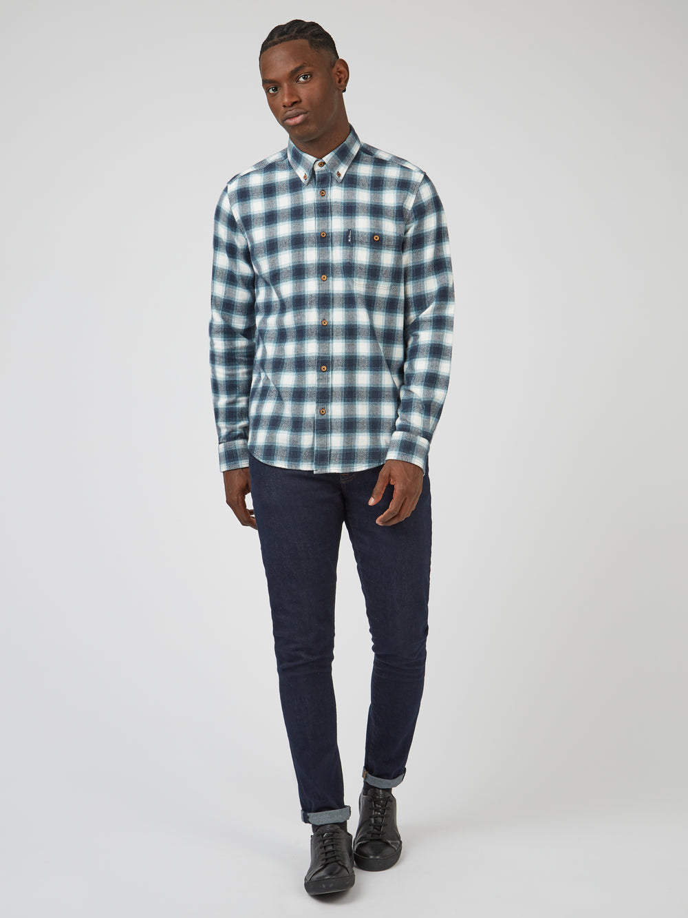 Ben Sherman Brushed Ombre Check Flannel Shirts Green | 3109867-UV