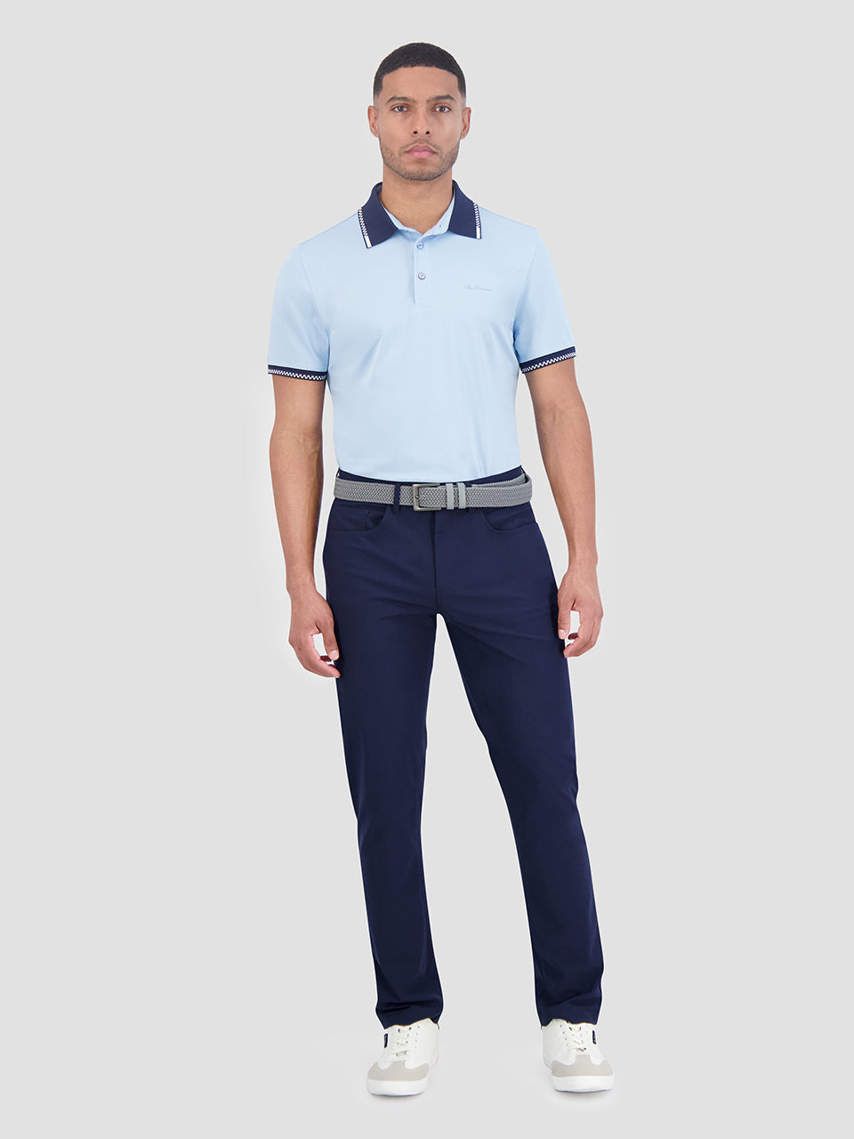 Ben Sherman Checker Rib Air Pique Sports Fit Polo Shirts Blue | 7459018-MS