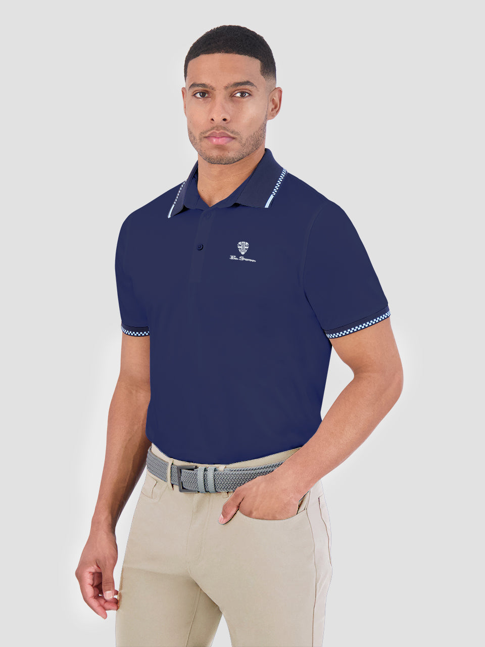 Ben Sherman Checker Rib Air Pique Sports Fit Polo Shirts Navy | 4239561-IJ