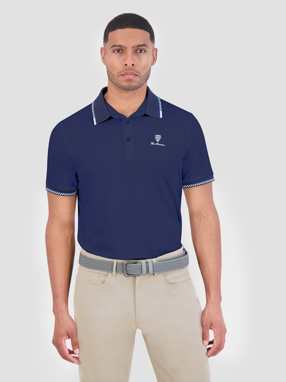 Ben Sherman Checker Rib Air Pique Sports Fit Polo Shirts Navy | 4239561-IJ