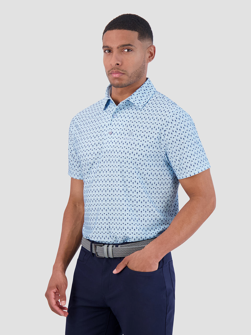 Ben Sherman Chequerboard Geo Polo Shirts Blue | 9810573-QA