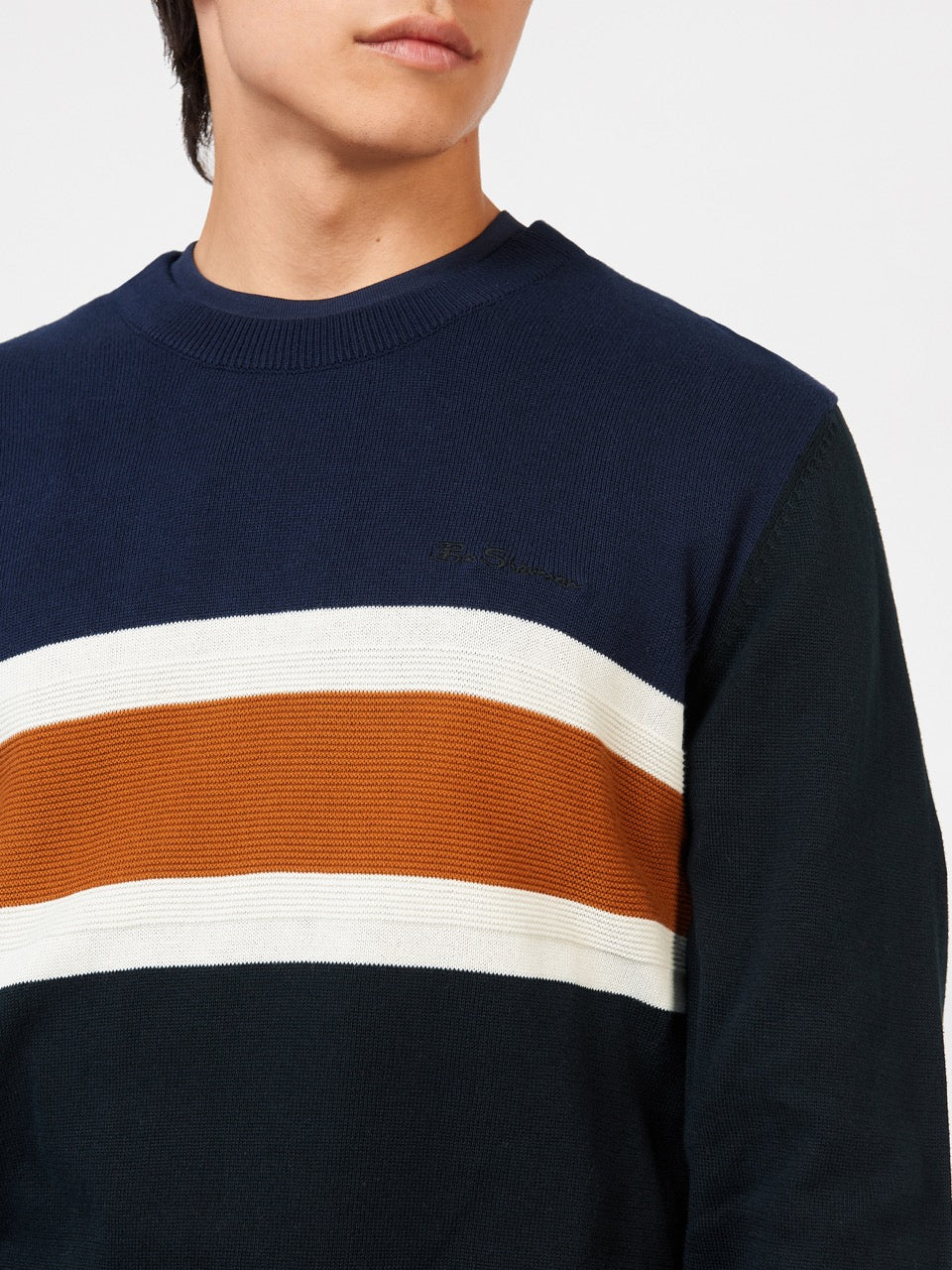 Ben Sherman Chest Stripe Crewneck Knitwear Black | 2716084-GW