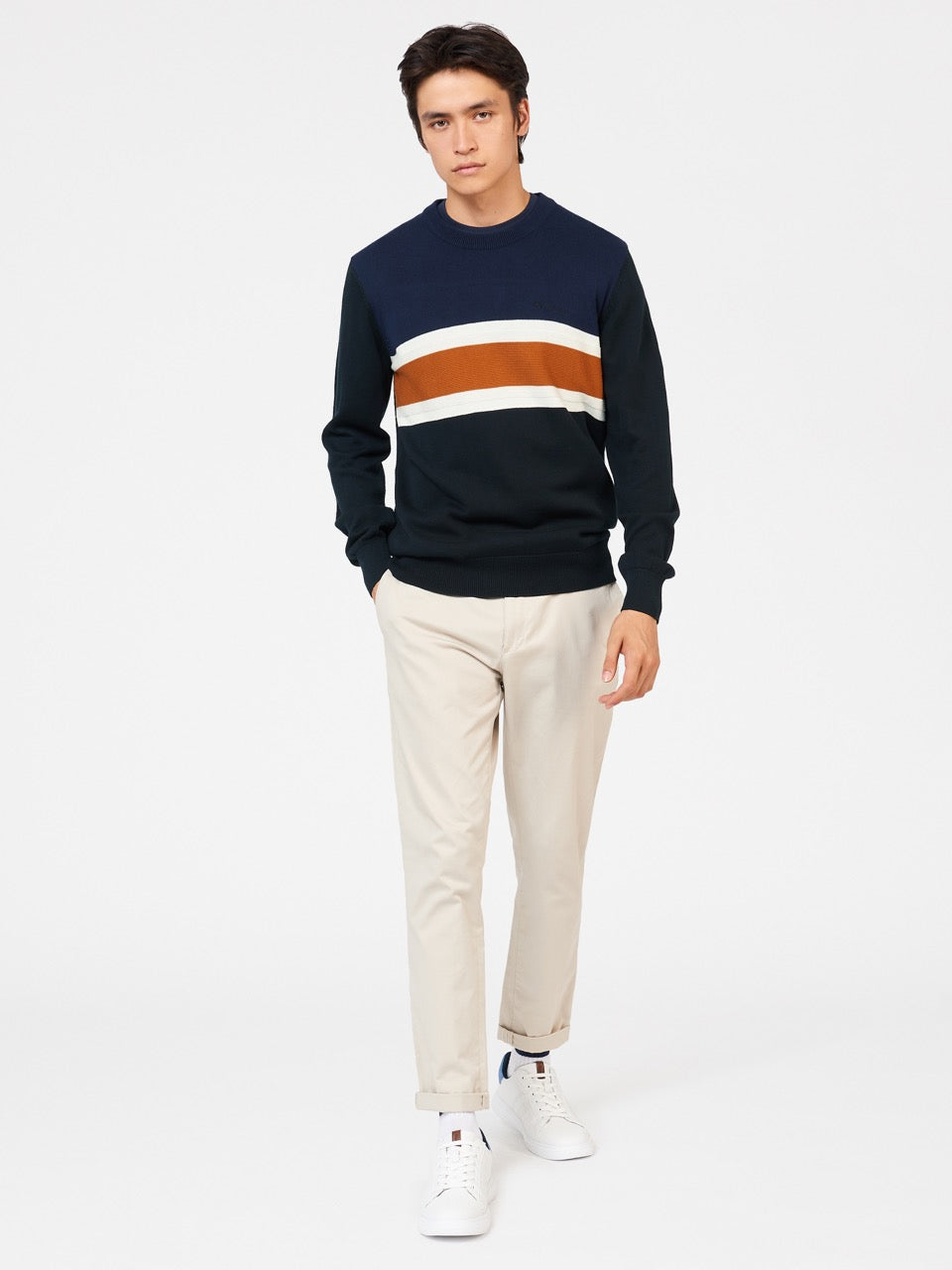 Ben Sherman Chest Stripe Crewneck Knitwear Black | 2716084-GW