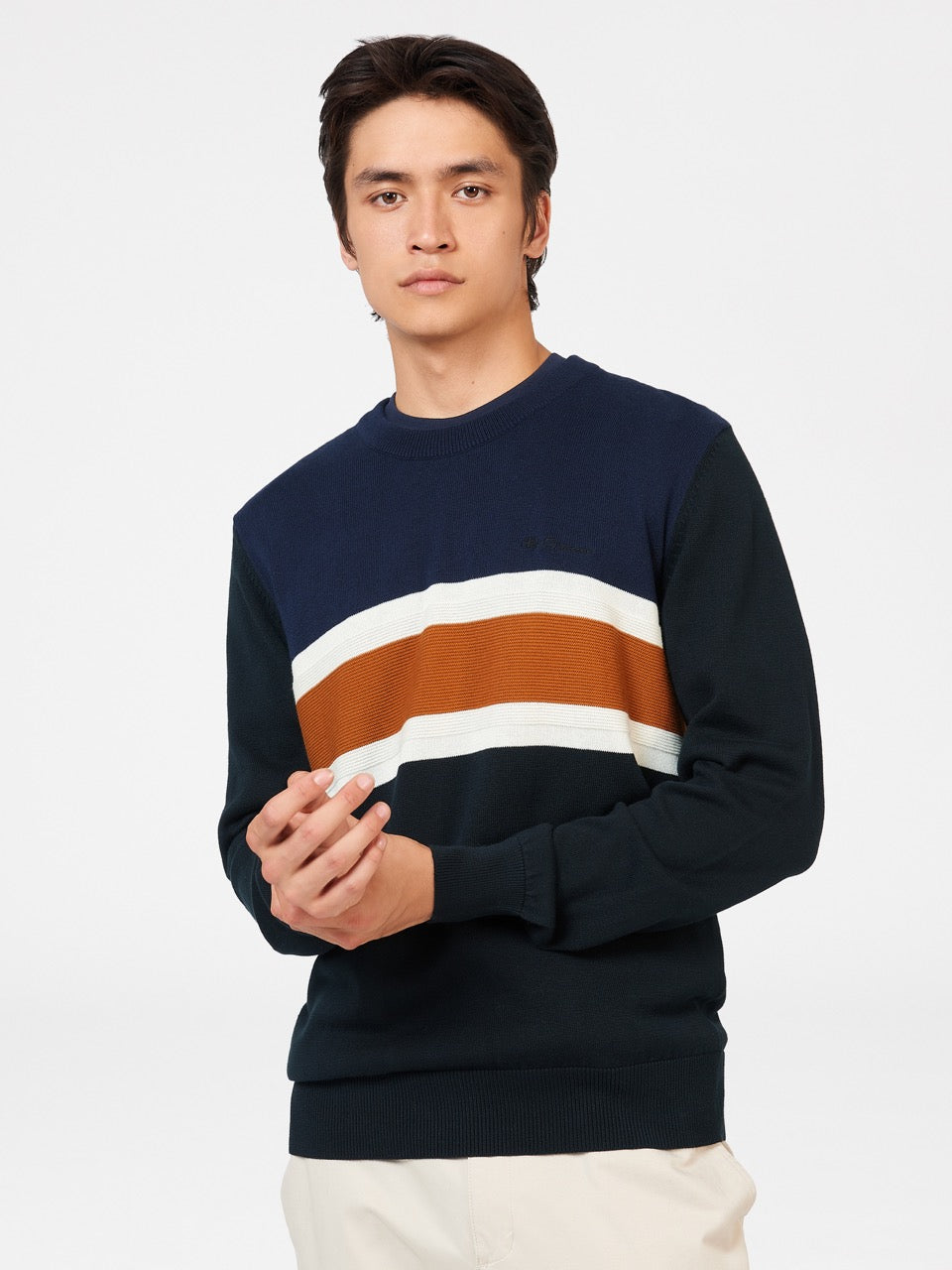 Ben Sherman Chest Stripe Crewneck Knitwear Black | 2716084-GW