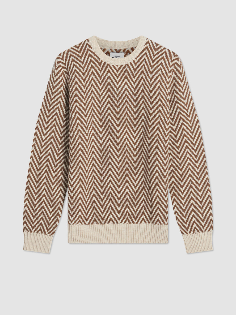 Ben Sherman Chevron Jacquard Crewneck Knitwear White | 2851790-KN