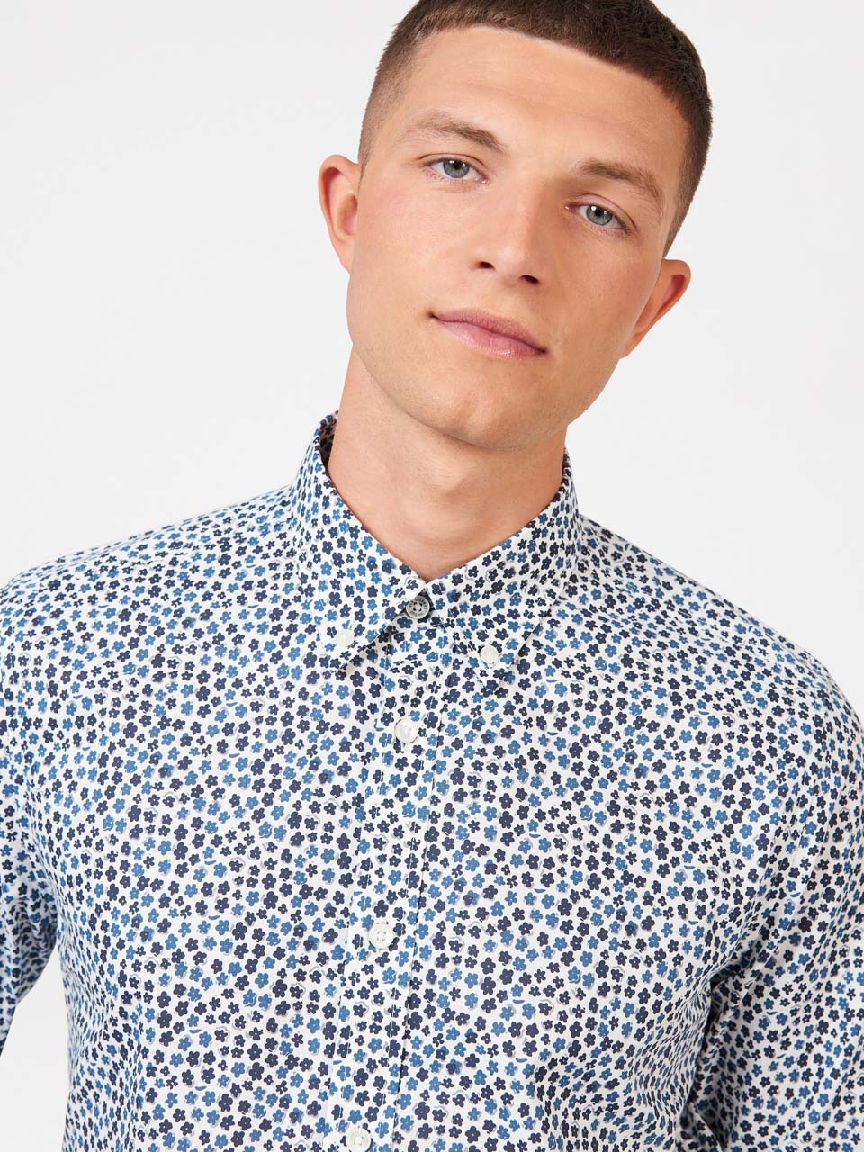 Ben Sherman Ditsy Floral Print Long Sleeve Shirts White | 0832671-HT