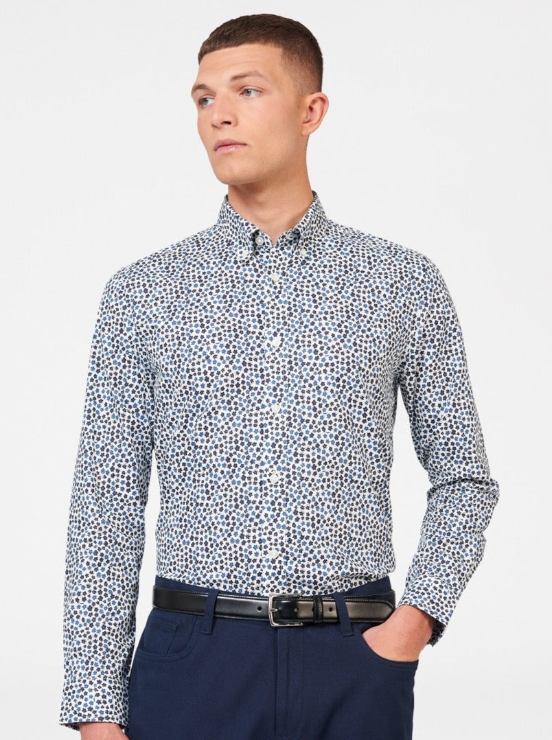 Ben Sherman Ditsy Floral Print Long Sleeve Shirts White | 0832671-HT