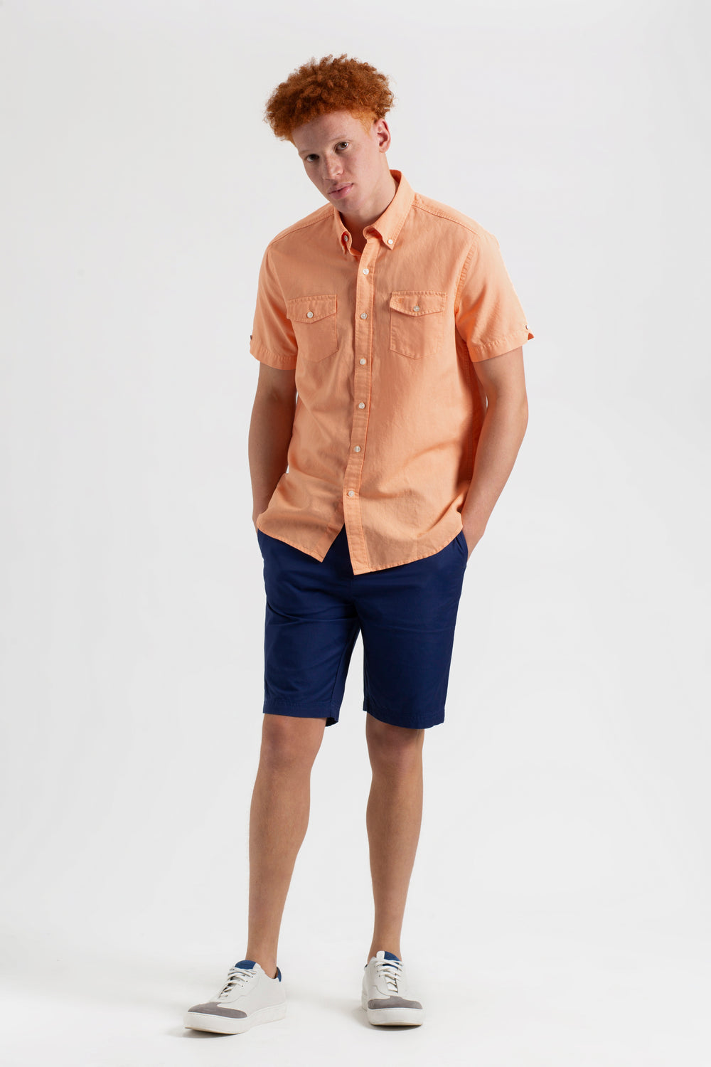 Ben Sherman Garment Dye Linen Shirts Orange | 6302195-JP