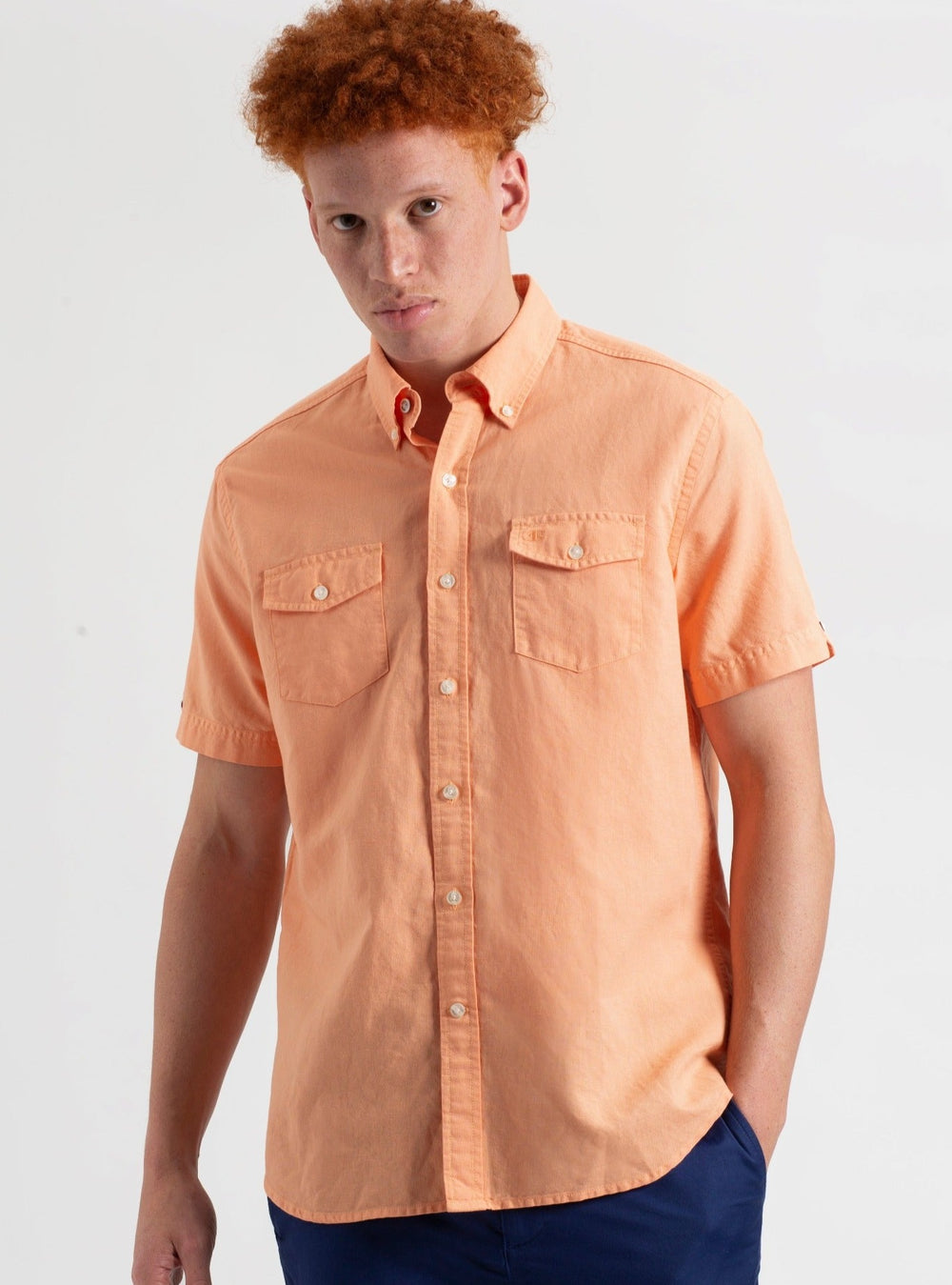 Ben Sherman Garment Dye Linen Shirts Orange | 6302195-JP