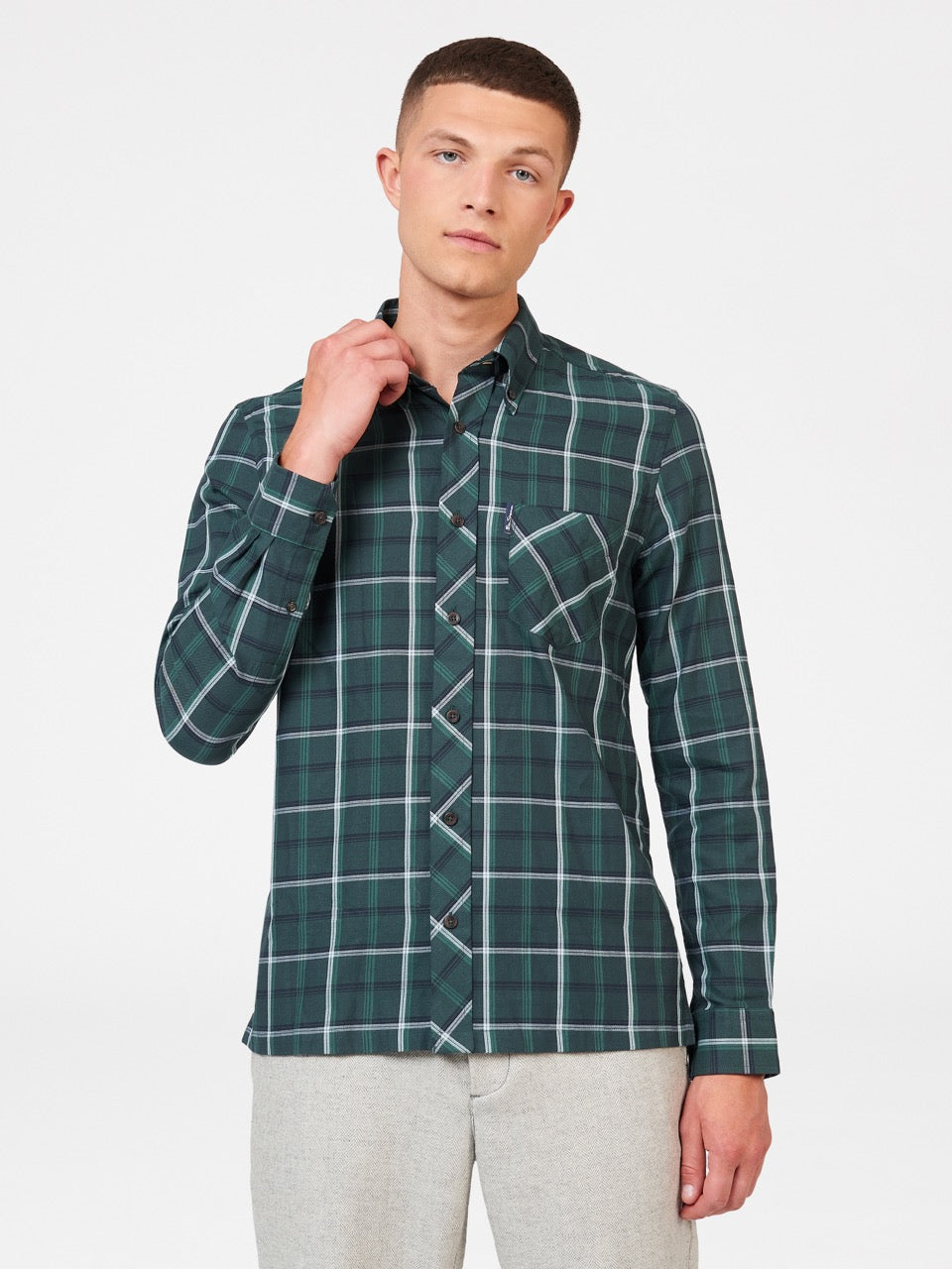 Ben Sherman Grid Check Shirts Green | 9840215-CH