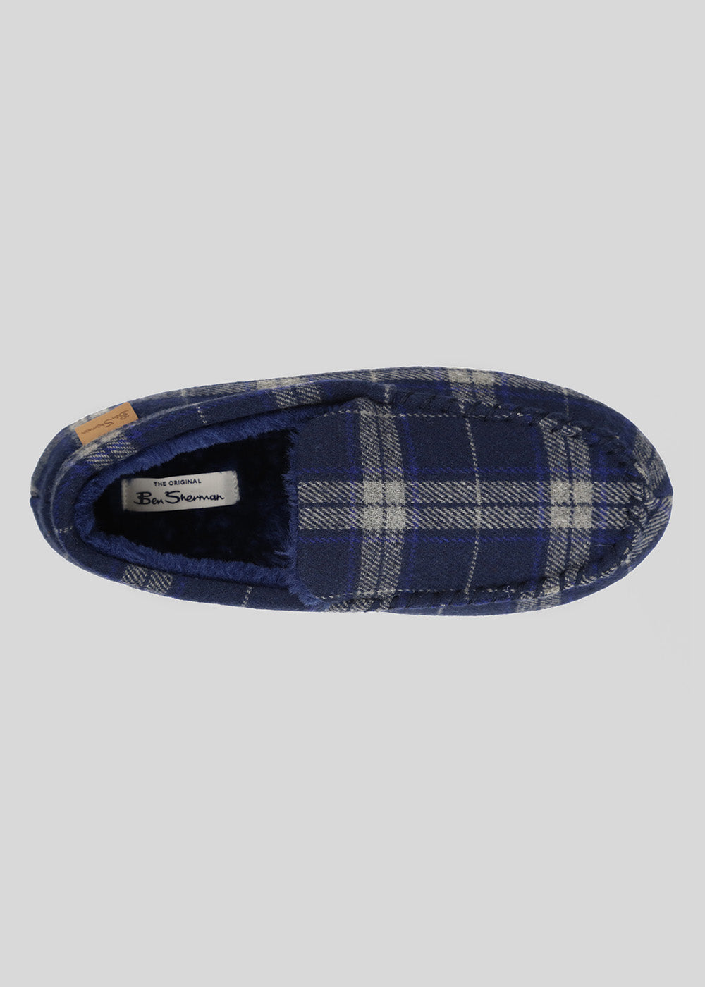 Ben Sherman Gritti Palace Check Moccasin Slipper Navy | 8031529-TK