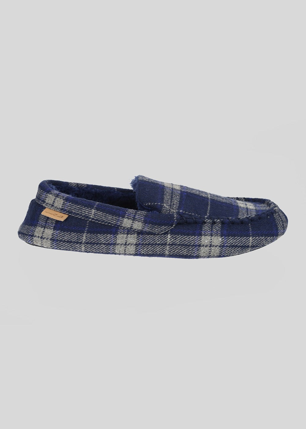 Ben Sherman Gritti Palace Check Moccasin Slipper Navy | 8031529-TK