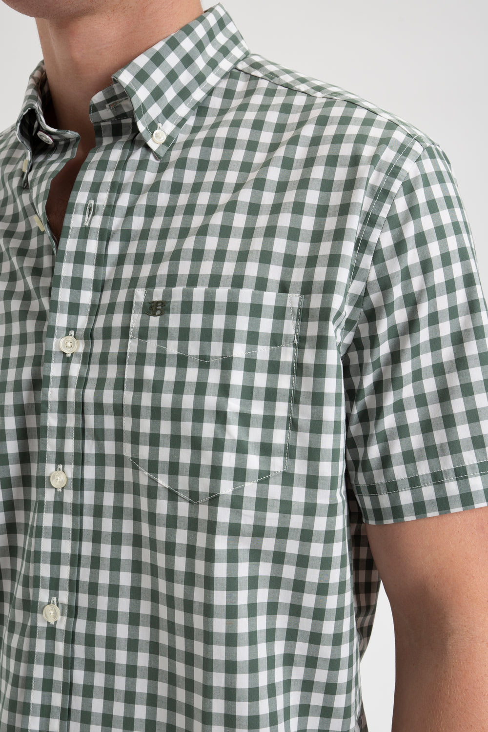 Ben Sherman House Poplin Gingham Shirts Olive | 8249701-KL