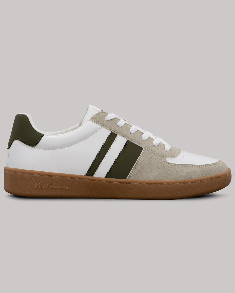 Ben Sherman Hyde Olive Stripe Sneakers White | 4189725-NI