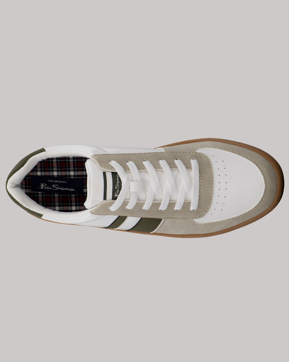 Ben Sherman Hyde Olive Stripe Sneakers White | 4189725-NI