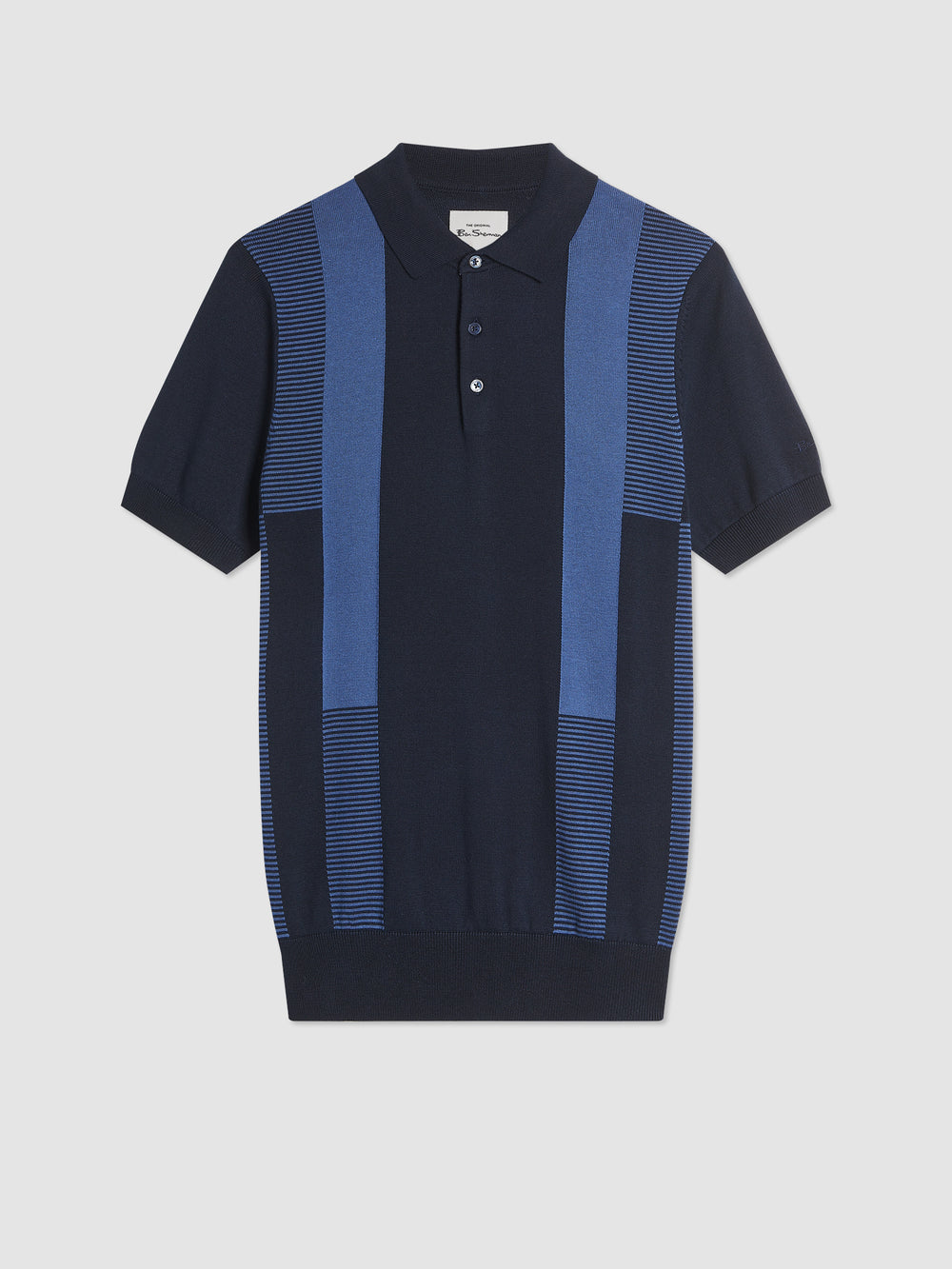 Ben Sherman Intarsia Stripe Polo Neck Sweaters Navy | 0357821-RE