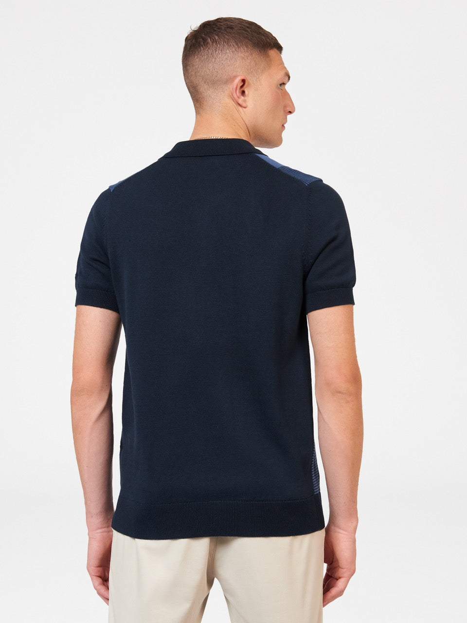 Ben Sherman Intarsia Stripe Polo Neck Sweaters Navy | 0357821-RE